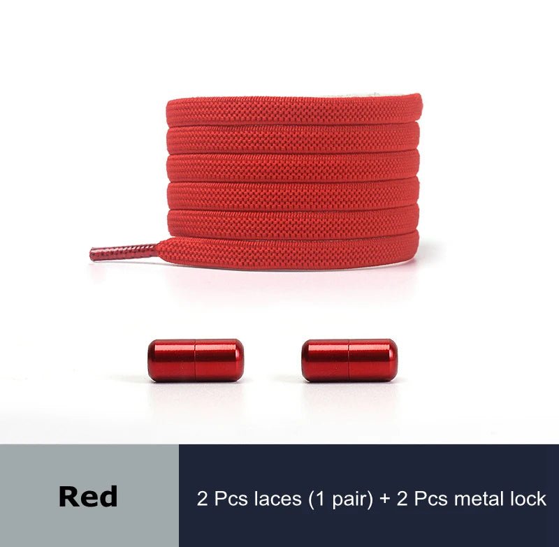 1 Pair No Tie Shoelaces for Sneakers Elastic Flat Shoe Laces Metal Lock Without Ties Quick Tieless Shoelace for Shoes Kids Adult - VigDeals