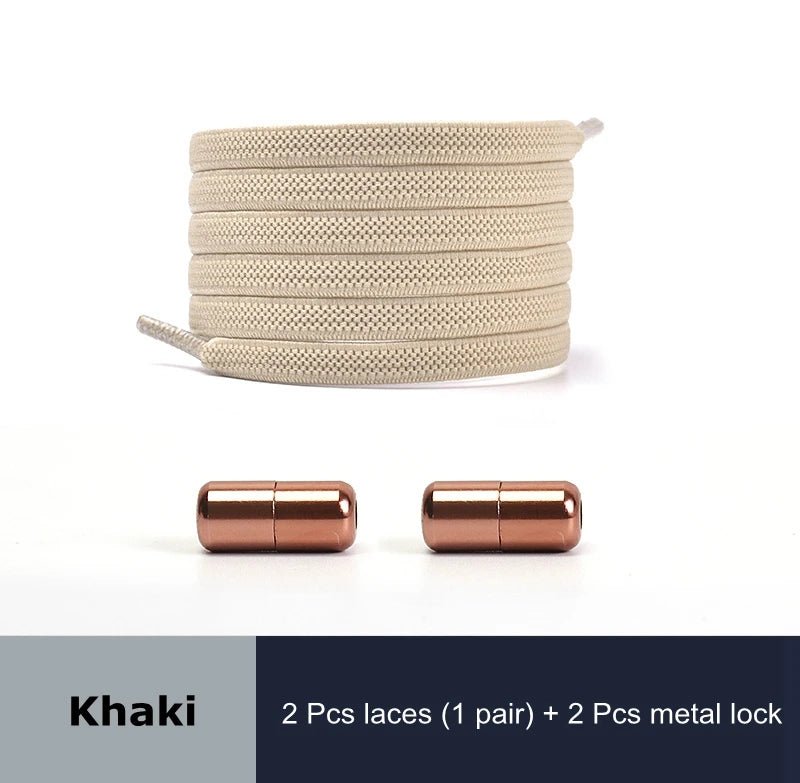 1 Pair No Tie Shoelaces for Sneakers Elastic Flat Shoe Laces Metal Lock Without Ties Quick Tieless Shoelace for Shoes Kids Adult - VigDeals