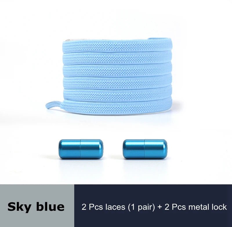 1 Pair No Tie Shoelaces for Sneakers Elastic Flat Shoe Laces Metal Lock Without Ties Quick Tieless Shoelace for Shoes Kids Adult - VigDeals