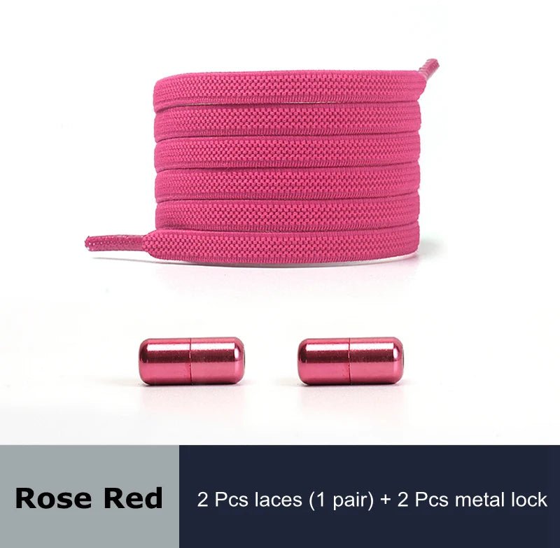 1 Pair No Tie Shoelaces for Sneakers Elastic Flat Shoe Laces Metal Lock Without Ties Quick Tieless Shoelace for Shoes Kids Adult - VigDeals