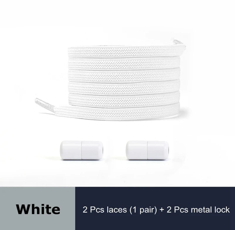 1 Pair No Tie Shoelaces for Sneakers Elastic Flat Shoe Laces Metal Lock Without Ties Quick Tieless Shoelace for Shoes Kids Adult - VigDeals