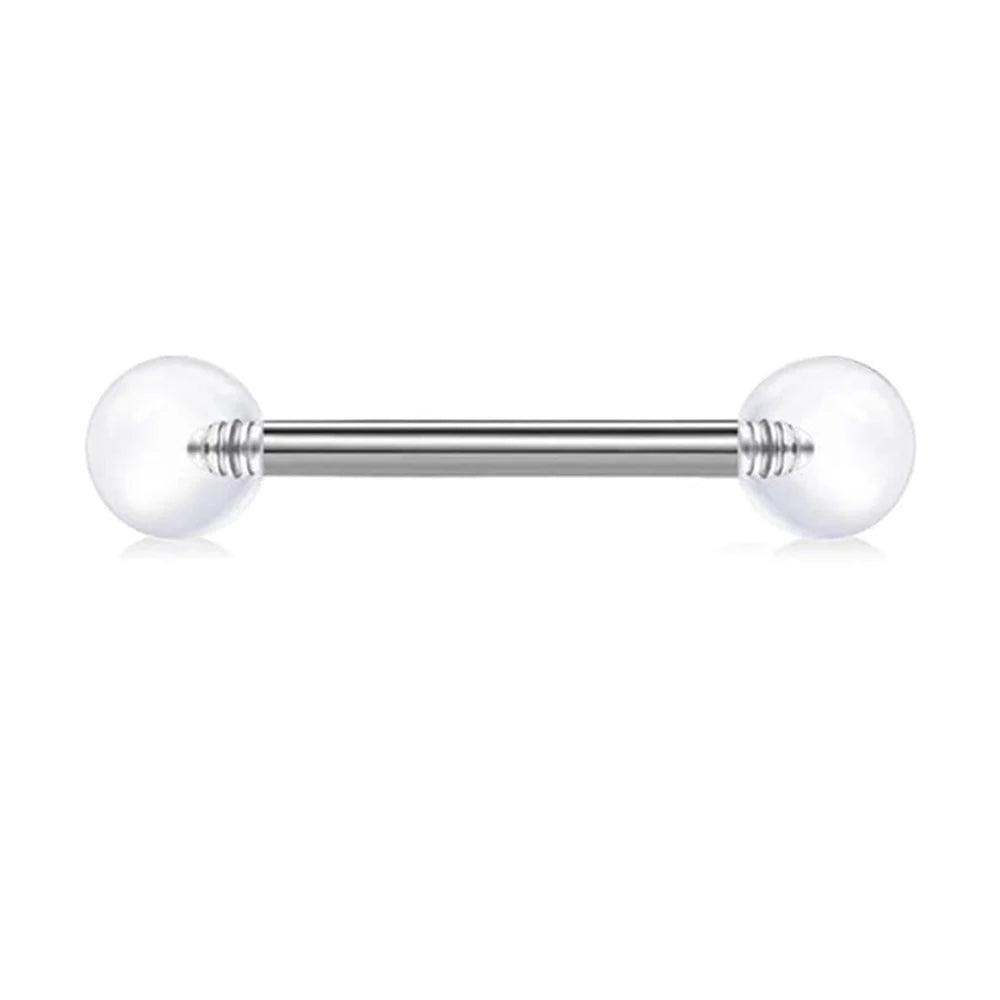 1 PCS/5 PCS Stainless Steel 14G Tongue Rings Barbell Glowe Tongue Barbell Jewelry For Women Piercing Tongue Piercing White - VigDeals