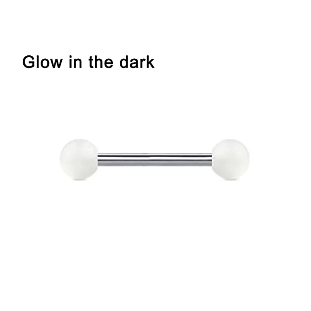 1 PCS/5 PCS Stainless Steel 14G Tongue Rings Barbell Glowe Tongue Barbell Jewelry For Women Piercing Tongue Piercing White - VigDeals