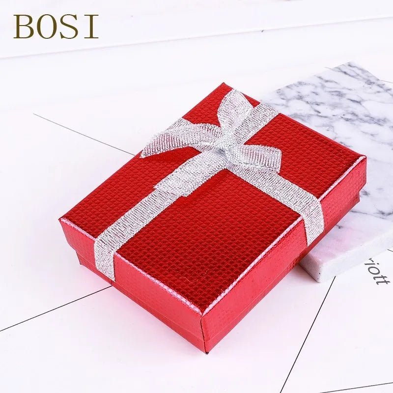10 color Square Shiny box Engagement Ring For Earrings Necklace Bow jewelry box organizer Display jewellery 9*7*3cm Gift Box new - VigDeals