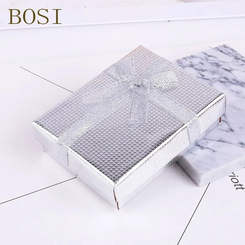 10 color Square Shiny box Engagement Ring For Earrings Necklace Bow jewelry box organizer Display jewellery 9*7*3cm Gift Box new - VigDeals