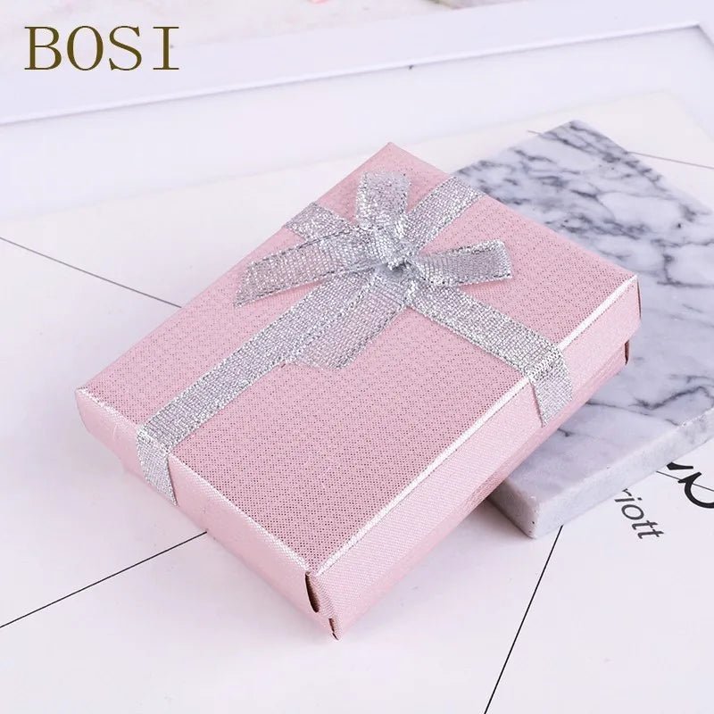 10 color Square Shiny box Engagement Ring For Earrings Necklace Bow jewelry box organizer Display jewellery 9*7*3cm Gift Box new - VigDeals