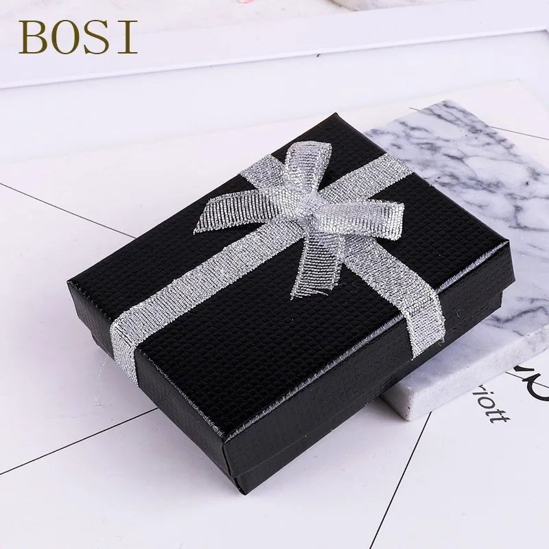 10 color Square Shiny box Engagement Ring For Earrings Necklace Bow jewelry box organizer Display jewellery 9*7*3cm Gift Box new - VigDeals