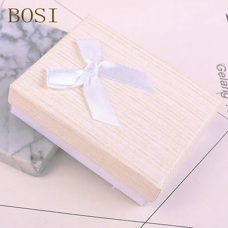 10 color Square Shiny box Engagement Ring For Earrings Necklace Bow jewelry box organizer Display jewellery 9*7*3cm Gift Box new - VigDeals