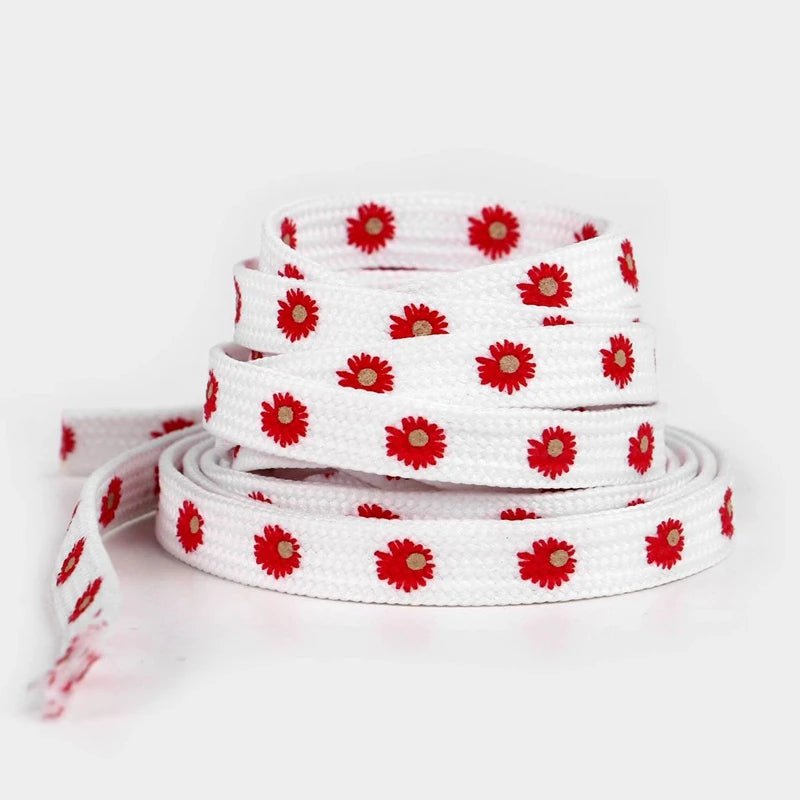 10 Colors Cotton Shoelaces Flat Daisy Flower Shoe laces Used For Young Students Little White Shoes Sneakers AF1 Shoelace 1 Pair - VigDeals