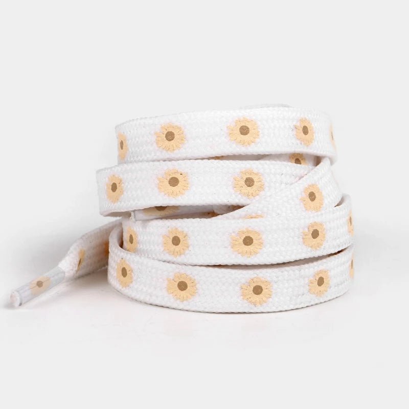 10 Colors Cotton Shoelaces Flat Daisy Flower Shoe laces Used For Young Students Little White Shoes Sneakers AF1 Shoelace 1 Pair - VigDeals