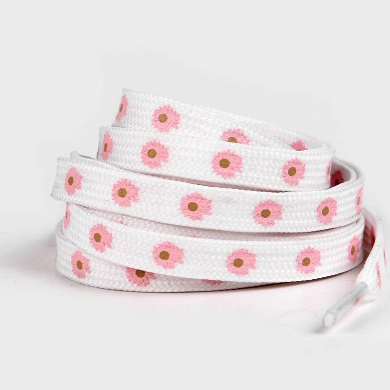 10 Colors Cotton Shoelaces Flat Daisy Flower Shoe laces Used For Young Students Little White Shoes Sneakers AF1 Shoelace 1 Pair - VigDeals
