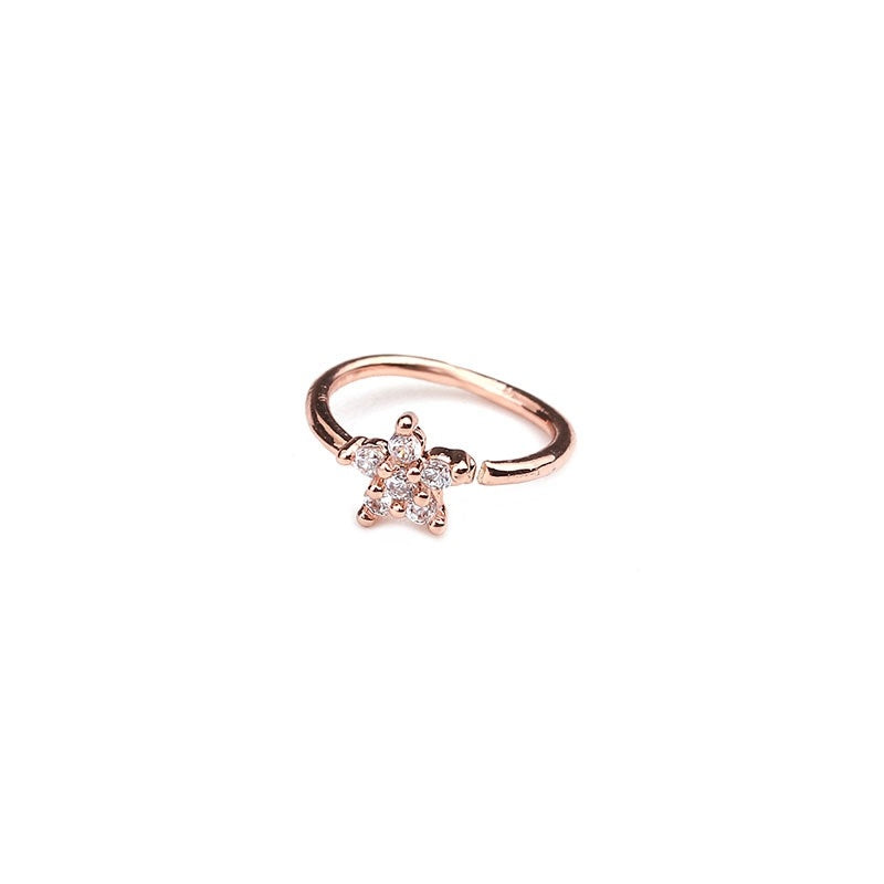 Nose Piercing Body Jewelry Ring Tiny Flower Helix