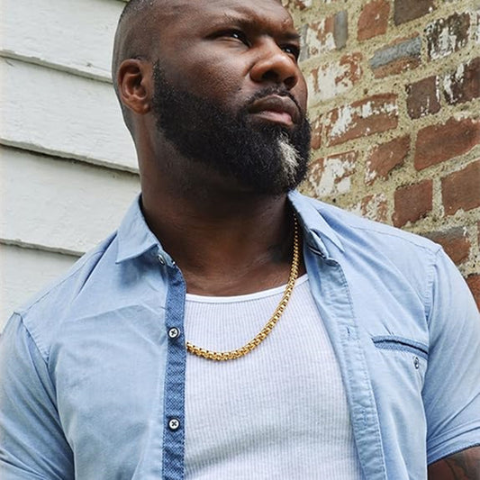 European And American Square Pearl Stainless Steel Necklace For Men And Women