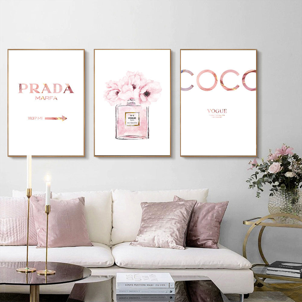 Perfume bottle peony canvas painting