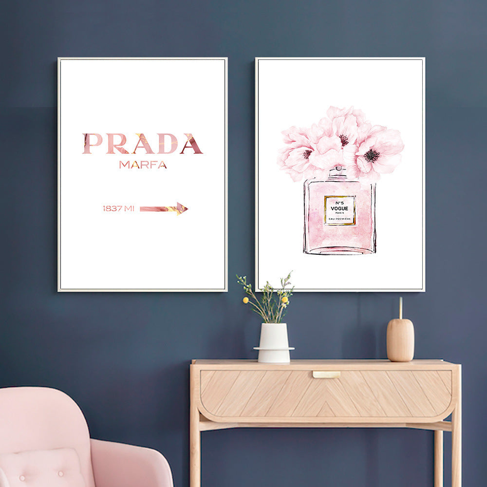 Perfume bottle peony canvas painting