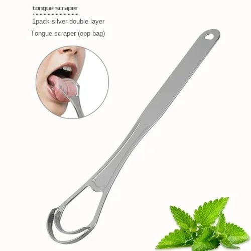 1/2 Pcs Reusable Stainless Steel Useful Tongue Scraper Cleaner Fresh Breath Cleaning Coated Tongue Oral Hygiene Care Tools - VigDeals