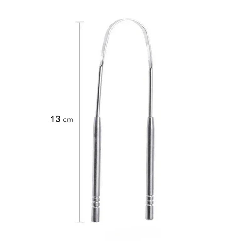 1/2 Pcs Reusable Stainless Steel Useful Tongue Scraper Cleaner Fresh Breath Cleaning Coated Tongue Oral Hygiene Care Tools - VigDeals