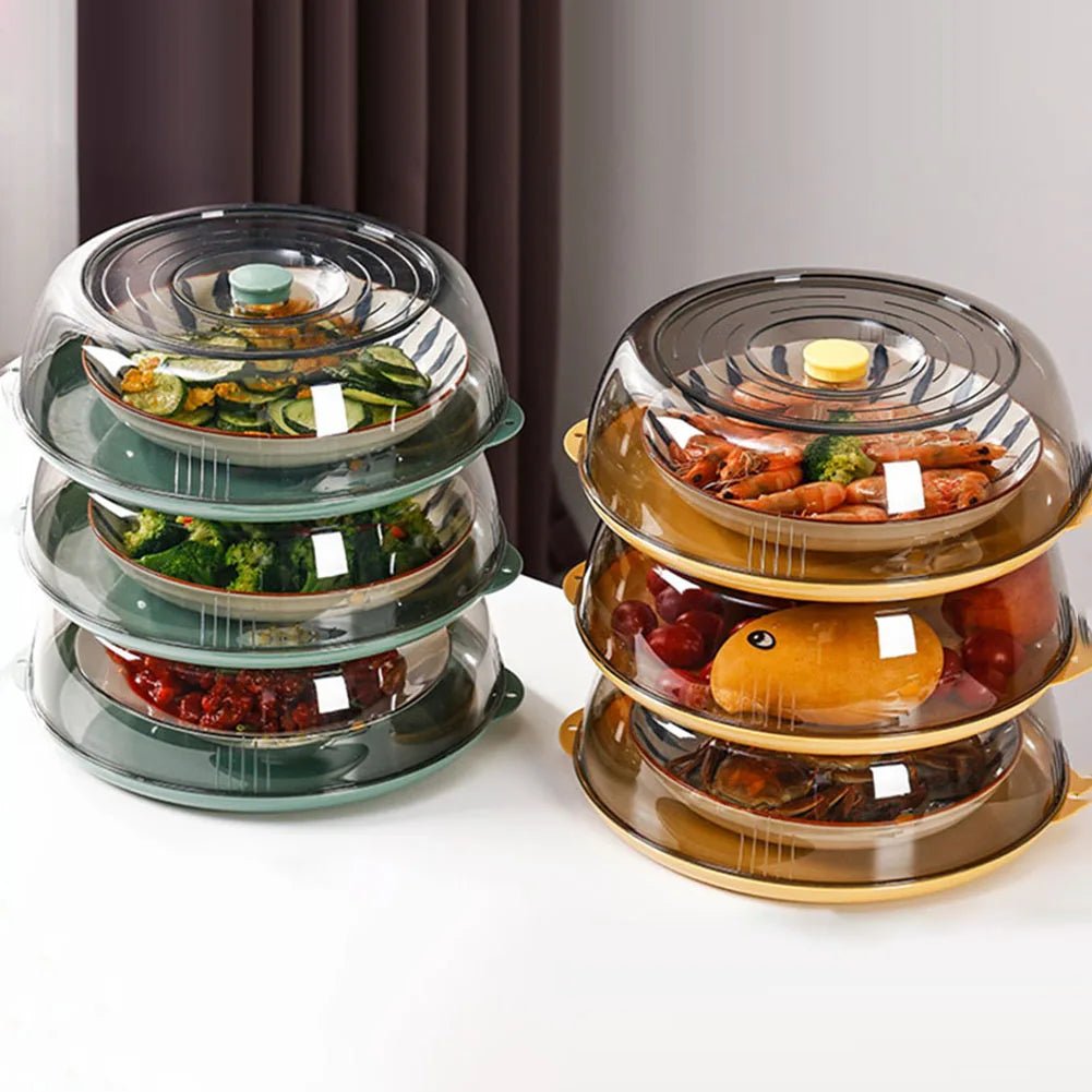 1/3 Pcs Stacked Storage Food Cover Clear Insulation Vegetable Cover Stackable with Transparent Lid Practical Kitchen Accessories - VigDeals