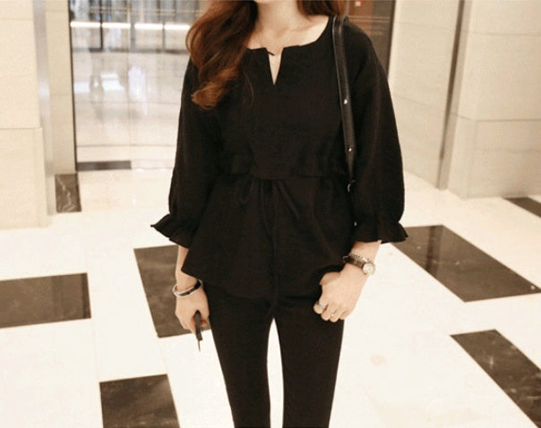 spring and summer women's loose cotton and linen waist shirt shirt shirt shirt women