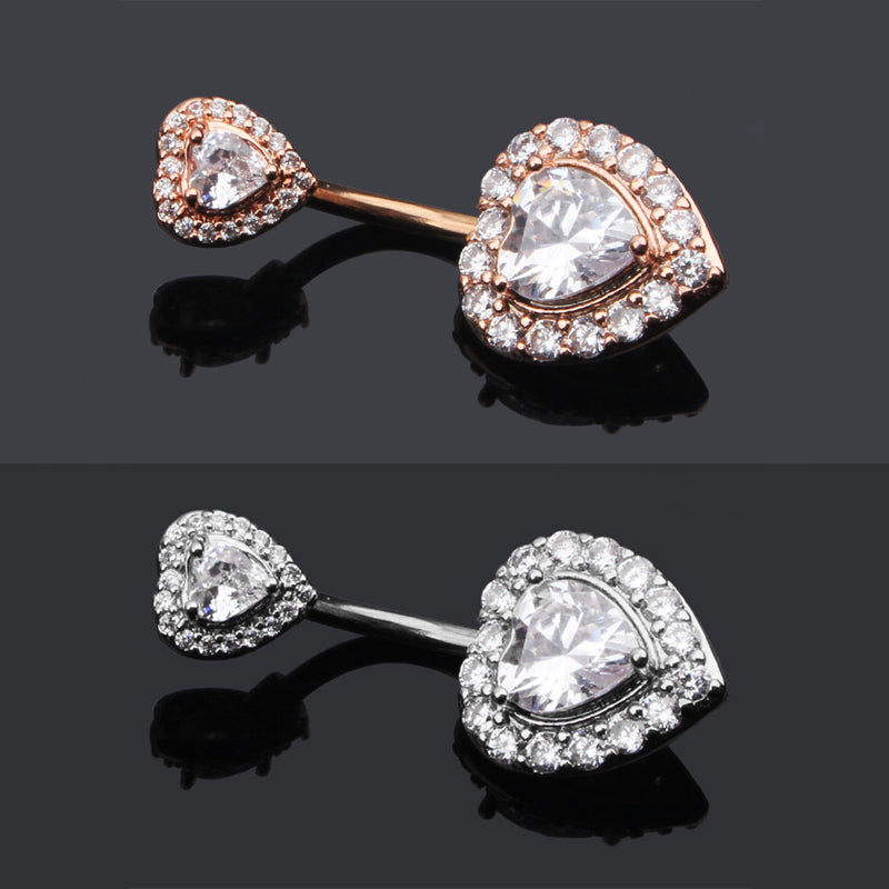 10 Styles Sexy Dangling Navel Belly Button Ring Oreja 14G Double Round Cubic Zirconia 316L Surgical Steel Belly Piercing Jewelry