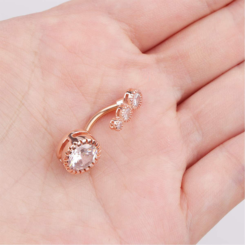 10 Styles Sexy Dangling Navel Belly Button Ring Oreja 14G Double Round Cubic Zirconia 316L Surgical Steel Belly Piercing Jewelry