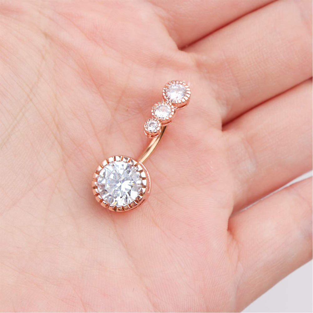 10 Styles Sexy Dangling Navel Belly Button Ring Oreja 14G Double Round Cubic Zirconia 316L Surgical Steel Belly Piercing Jewelry