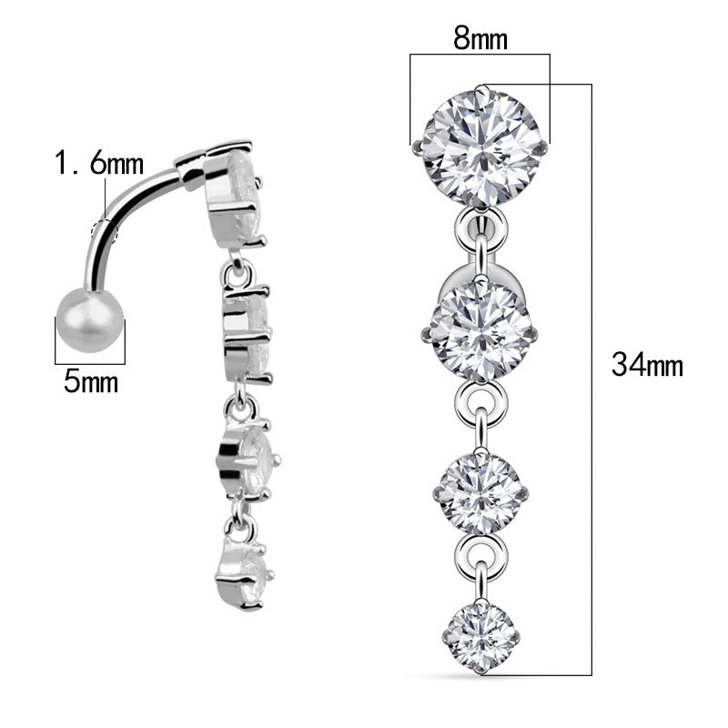 10 Styles Sexy Dangling Navel Belly Button Ring Oreja 14G Double Round Cubic Zirconia 316L Surgical Steel Belly Piercing Jewelry