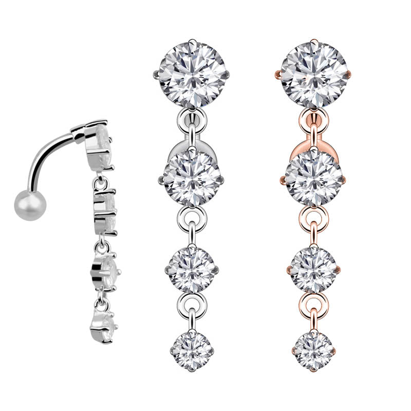 10 Styles Sexy Dangling Navel Belly Button Ring Oreja 14G Double Round Cubic Zirconia 316L Surgical Steel Belly Piercing Jewelry