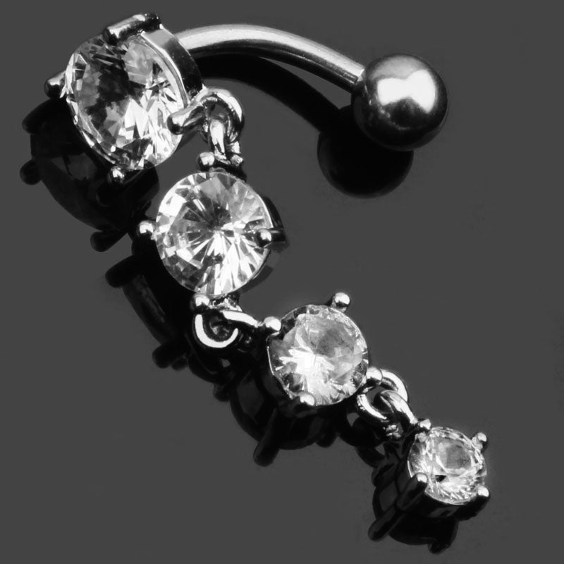 10 Styles Sexy Dangling Navel Belly Button Ring Oreja 14G Double Round Cubic Zirconia 316L Surgical Steel Belly Piercing Jewelry