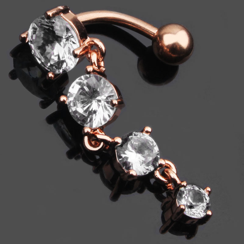 10 Styles Sexy Dangling Navel Belly Button Ring Oreja 14G Double Round Cubic Zirconia 316L Surgical Steel Belly Piercing Jewelry