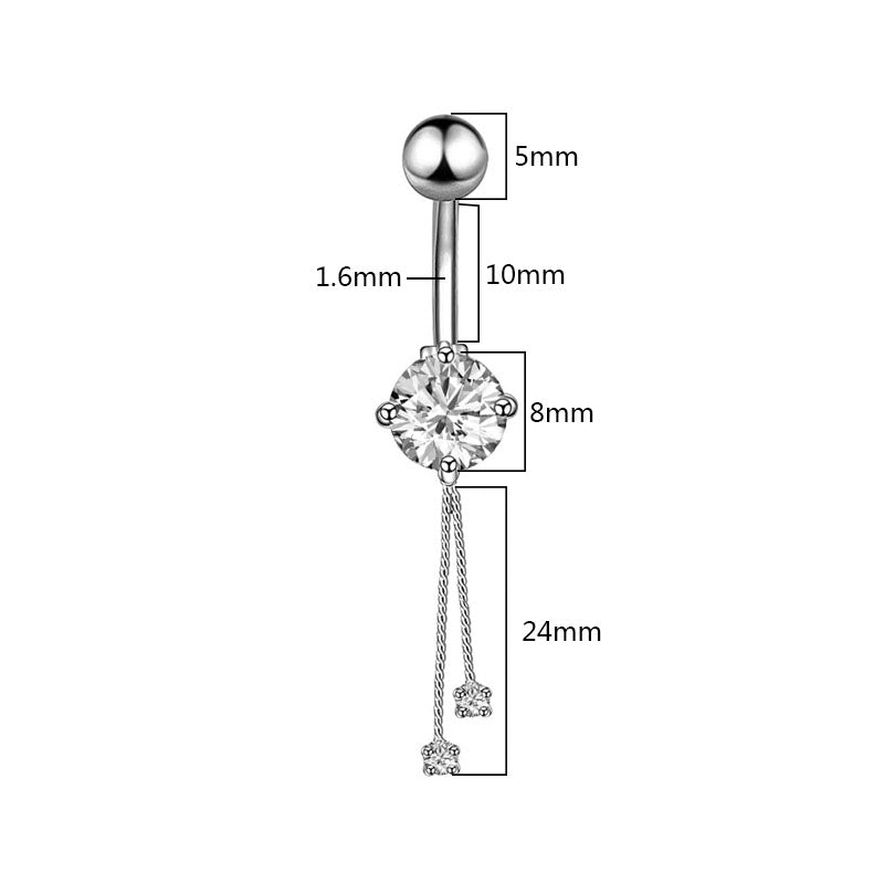 10 Styles Sexy Dangling Navel Belly Button Ring Oreja 14G Double Round Cubic Zirconia 316L Surgical Steel Belly Piercing Jewelry