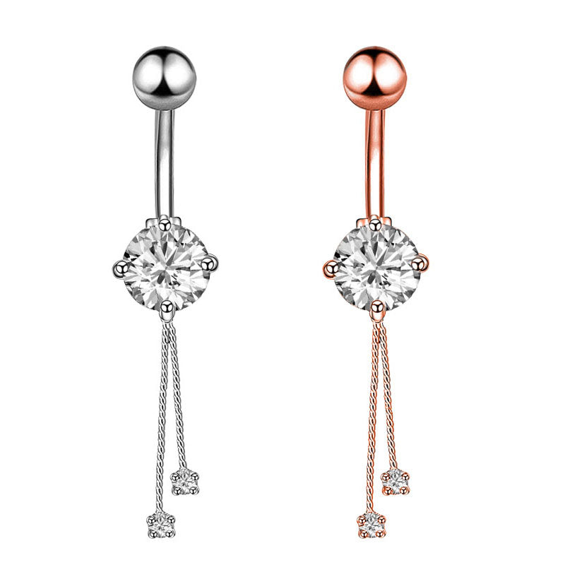 10 Styles Sexy Dangling Navel Belly Button Ring Oreja 14G Double Round Cubic Zirconia 316L Surgical Steel Belly Piercing Jewelry