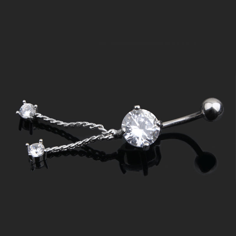 10 Styles Sexy Dangling Navel Belly Button Ring Oreja 14G Double Round Cubic Zirconia 316L Surgical Steel Belly Piercing Jewelry