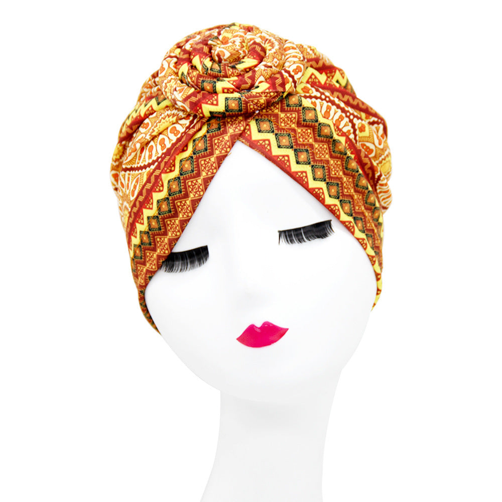 European And American Popular Retro Turban Hats African Handmade Spiral Flower Hats Bohemian Fashion Hats