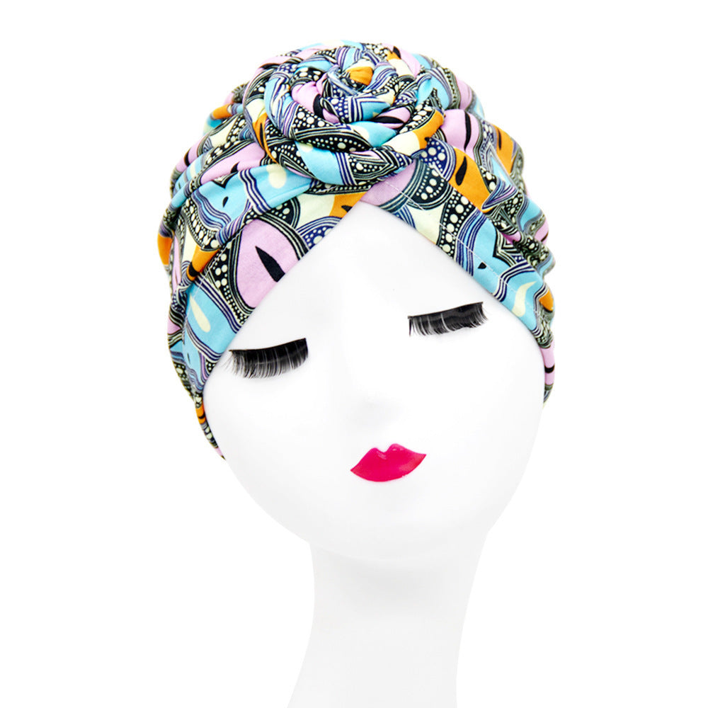 European And American Popular Retro Turban Hats African Handmade Spiral Flower Hats Bohemian Fashion Hats