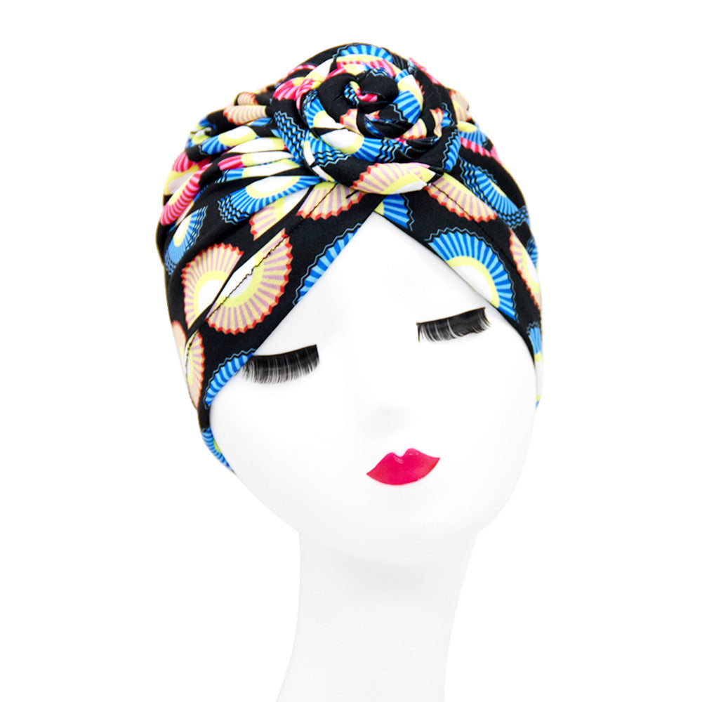 European And American Popular Retro Turban Hats African Handmade Spiral Flower Hats Bohemian Fashion Hats