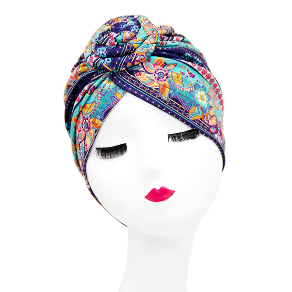 European And American Popular Retro Turban Hats African Handmade Spiral Flower Hats Bohemian Fashion Hats