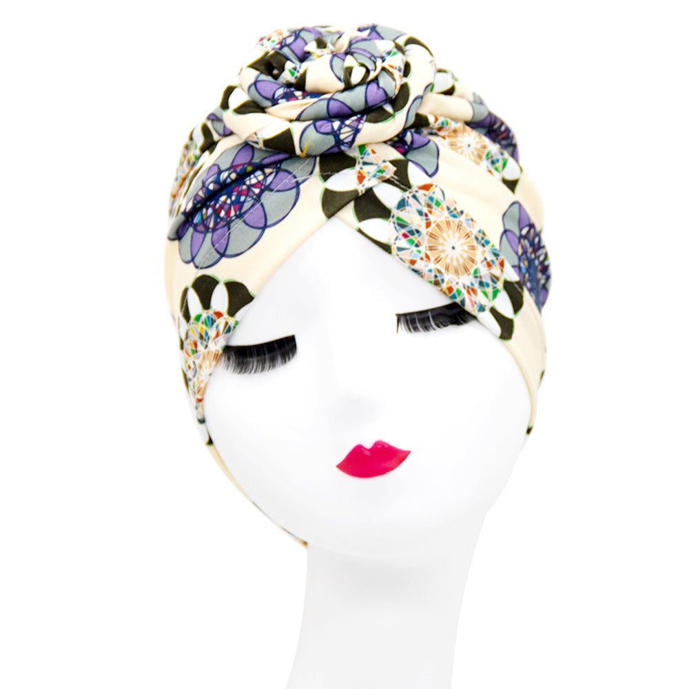 European And American Popular Retro Turban Hats African Handmade Spiral Flower Hats Bohemian Fashion Hats