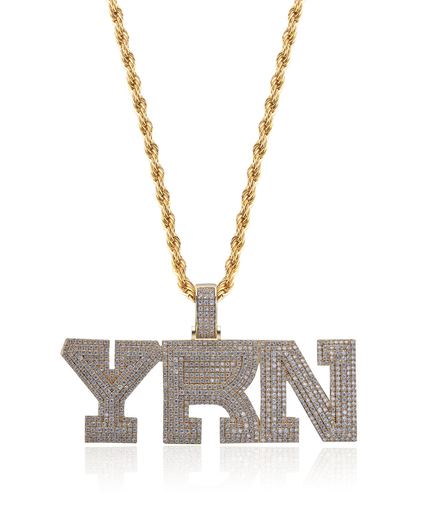 YRN Letter Men Fashion Brands Pendant Zircon Necklace Ornament