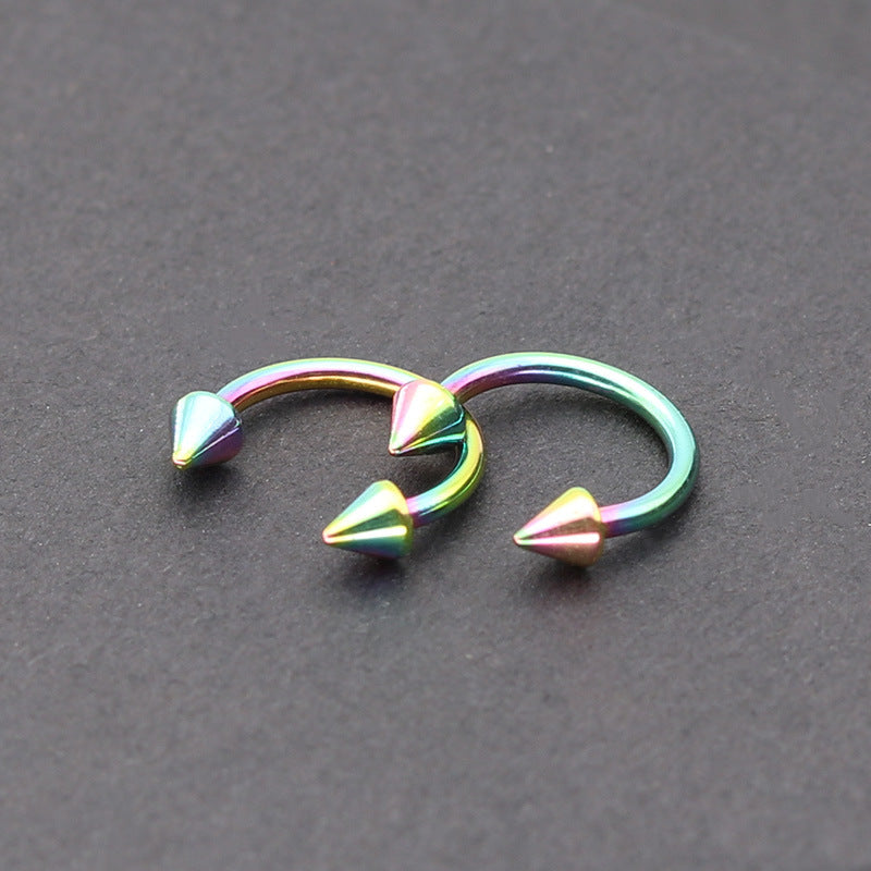 Popular 6-color Stainless Steel Pointed Nose Ring Nose Stud Basic Style Piercing Jewelry