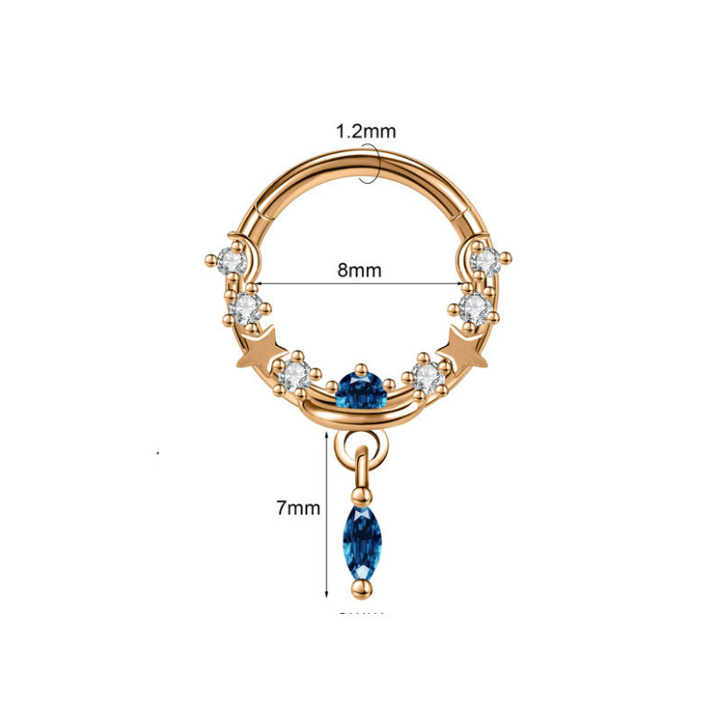 Closed Ring Star Ball Pendant Nose Ring Personality Piercing Jewelry