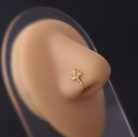 Women's Butterfly Water Drop Fake Perforated Nose Ring