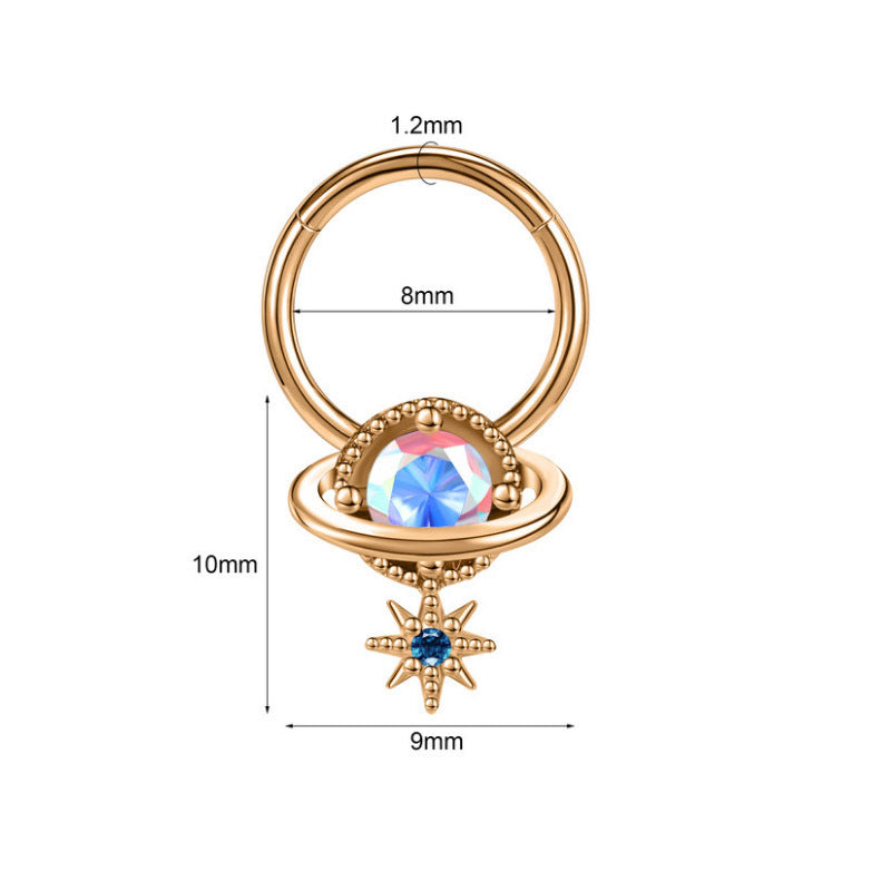 Closed Ring Star Ball Pendant Nose Ring Personality Piercing Jewelry