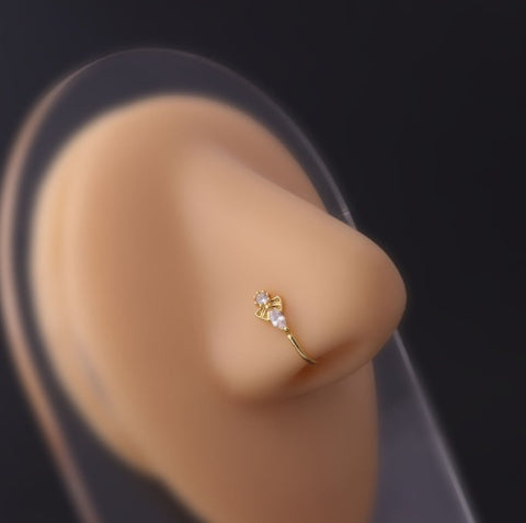 Women's Butterfly Water Drop Fake Perforated Nose Ring