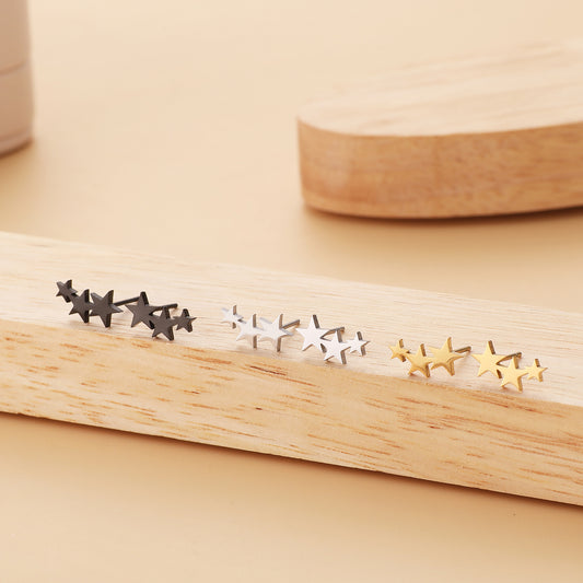 Stainless Steel Ornament Five-pointed Star Shape Stud Earrings