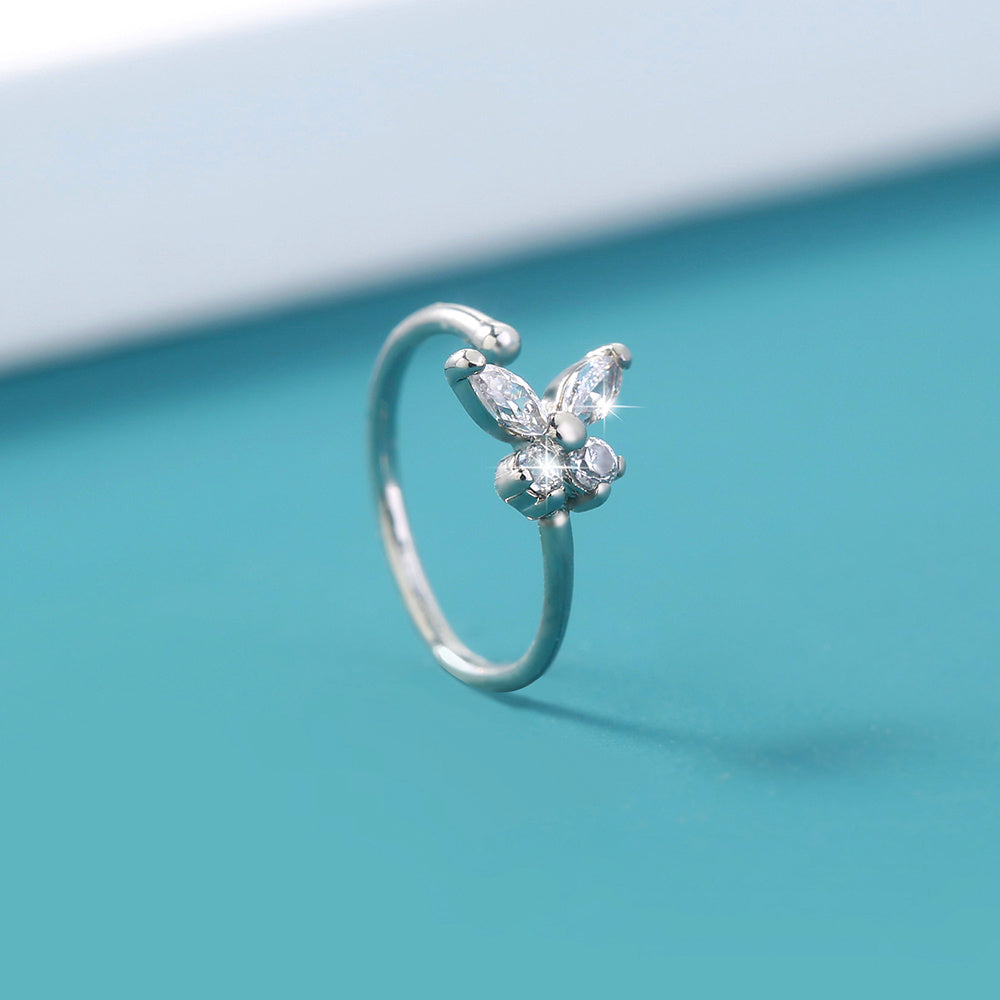 Simple micro diamond nose ring zircon geometric piercing nose clip small exquisite accessories female