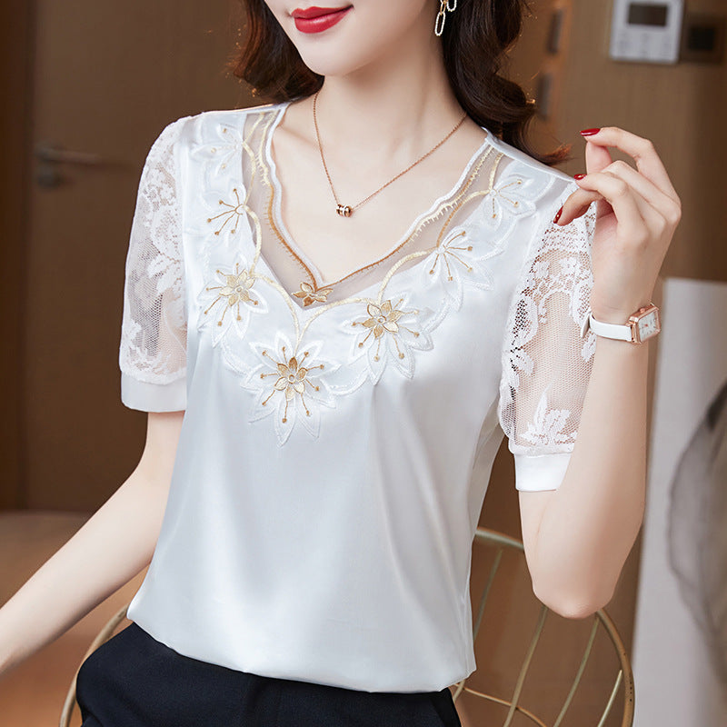 Short Sleeved Chiffon Shirt For Women