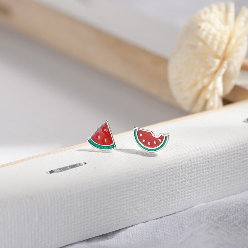 Watermelon Cute Asymmetric Fruit Earrings