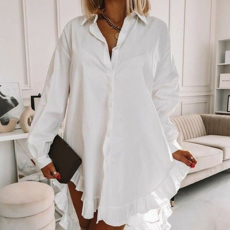 Irregular Lace White Shirt For Women