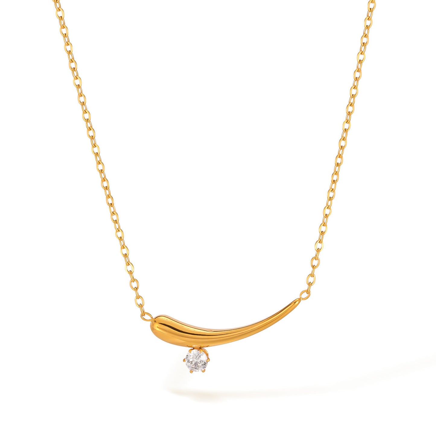 Women's Stainless Steel Geometric Necklace Inlaid Zircon